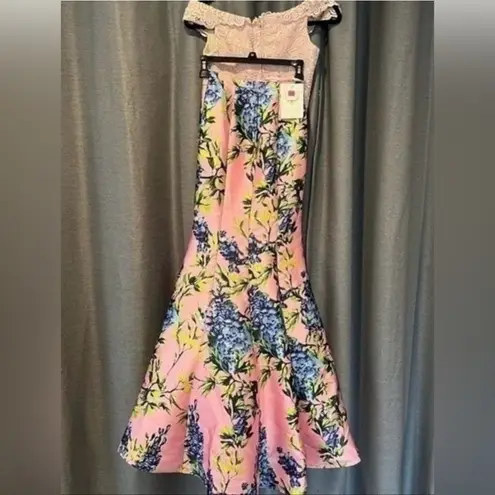 Val Stefani 3060 pink lace floral two piece mermaid prom dress NEW 0