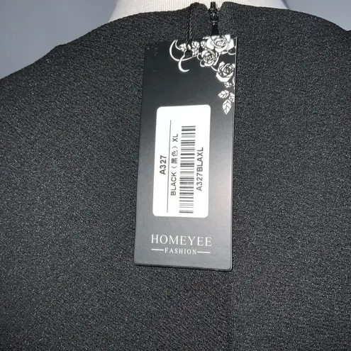 NWT Homeyee Black Knit 3/4 Sleeve Fit & Flare Conservative Dress Pockets XL …