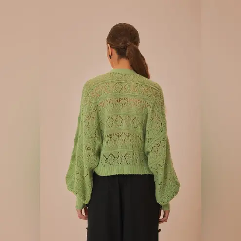 Farm Rio Green Textured Knit Cardigan M