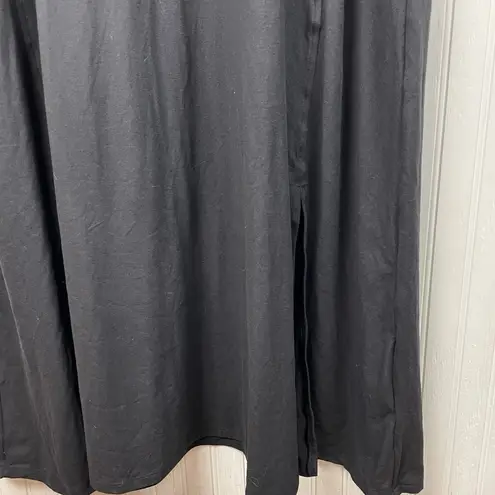 Cuddl Duds Flexwear Short-Sleeve Maxi Dress Size 3X Petite Black Stretch Slits