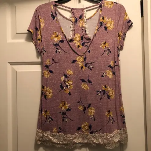 Mason & Belle Size XS purple floral dot top mason belle