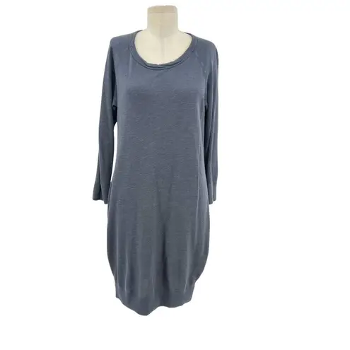 James Perse Raglan Sweatshirt Dress Long Sleeve Terry Tempest Blue Size 3 Large