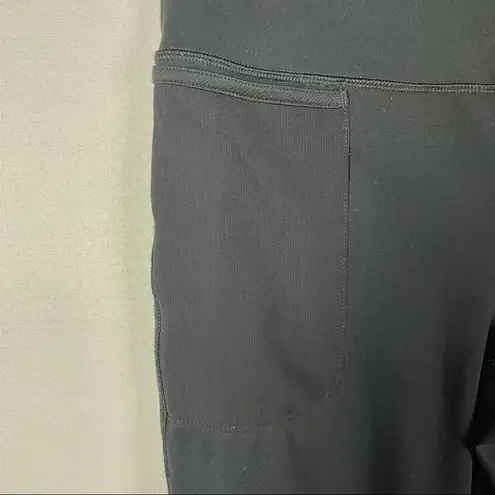 Lucy Black Front Zip Faux Leather Cut Out Knee Full Length Athletic Leggings M Size M