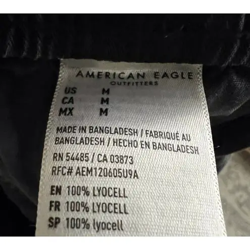 American Eagle Black Cargo High Rise Jogger Pants Pull On Lyocell Size Medium