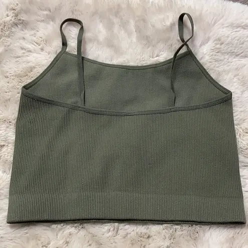 Zenana Outfitters Olive Ribbed Cropped Tank by Size S/M