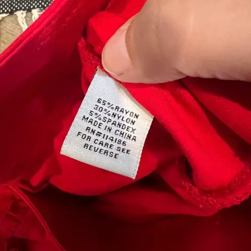 Red Pencil Stretchy Pull On Ruffle Skirt Love Scarlet Size L Red Size L