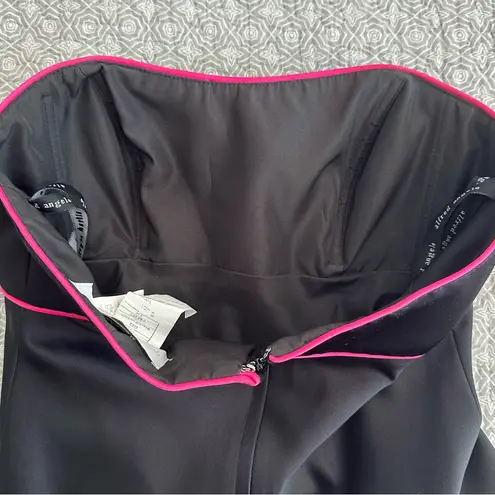 Alfred Angelo Black Strapless Dress Pink Bow Cocktail Party Midi Dress Size 6