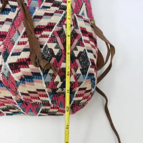 American Eagle  Woven Aztec Backpack Leather Trim