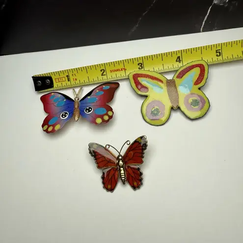 Colorful Butterfly Insect Brooch Pin Lot Of 3 Multicolor