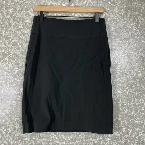 Club Monaco Black Knee Length Double Slit Pencil Skirt - Size 6 - Wide Waistband