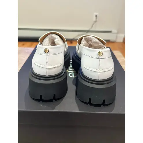 Maje NEW Leather Platform Coin Loafers White size 39 /8.5
