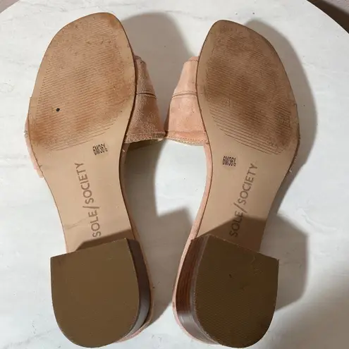 Sole Society Blush Suede Bow Slides
