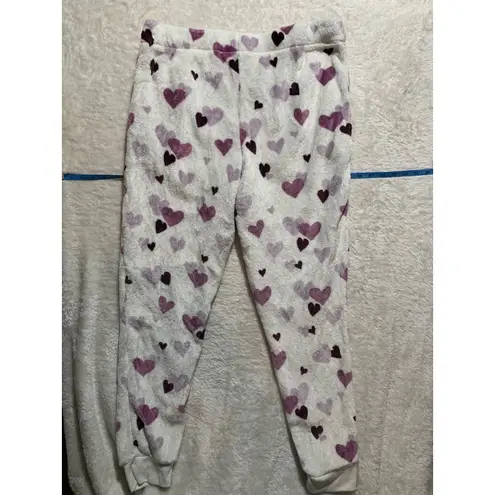 Cozy Plush Heart Pajama Pants Women's Size L 12