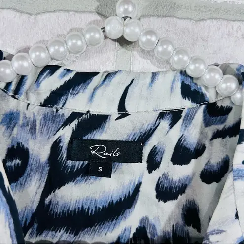 Rails Rebel Ivory Snow Leopard Long Sleeve Button Down Blouse Size S