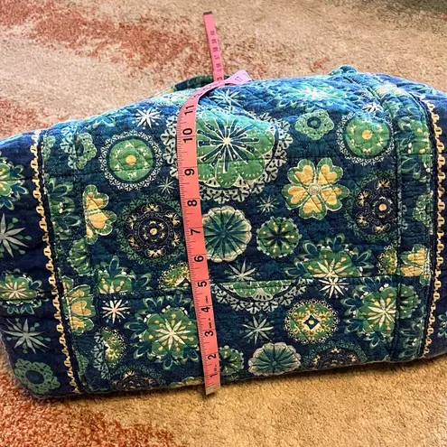 Quilted Fabric Overnight Weekend Duffle Bag Carry On Blue Yellow Floral Zip