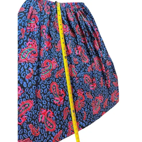 Land And Sea Vintage Ames Bold Blue Pink Floral Midi Elastic Waist Skirt M NWT Size M