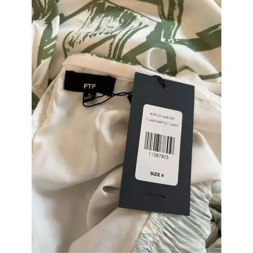 Fashion to figure FTF Rope Detail Sleeveless Maxi Dress White Green Print Women’s Plus Size 4 4X