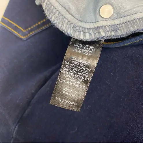 Betabrand Mission High-Rise Denim Straight Leg Pull On Jeans: Contrast Dark Blue