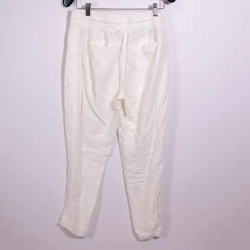 Athleta  Women's Cabo Linen Ankle Crop Machine Washable Jogger Pants White 6 - Image 4