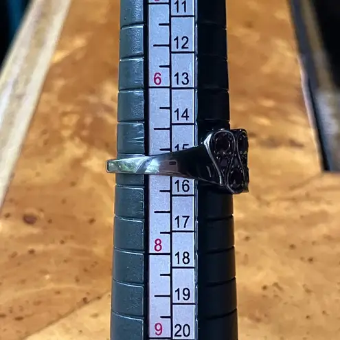 Natural Raspberry Garnet Black Rhodium Over Sterling Silver Ring Size 7