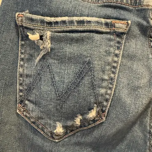 MOTHER The Insider Step Chew Hem Jeans in Dancing on Coals size 25 Blue