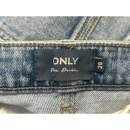 Only Women's Blue High Waisted Medium Wash Straight Leg Denim Jeans Size 28