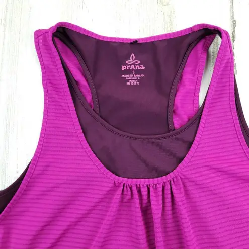 prAna Women's Sleeveless Scoop Neck Top Burnout Double Layer pink SZ S