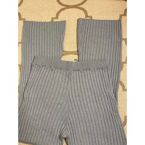 Something Navy  Ribbed wide leg pants, cashmere blend, slate blue,size medium