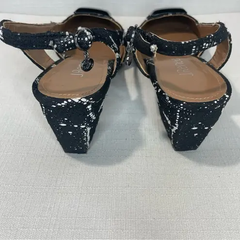 J Renee Samina Womens Sz 8.5 Black & White Plaid Sling Back Pumps