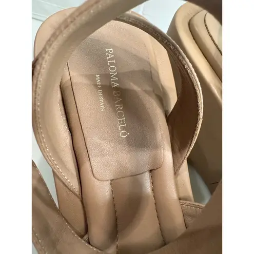PALOMA BARCELÒ EMMY ANKLE STRAP WEDGE SANDAL IN NOCCIOLA tan size 40/ Us 10