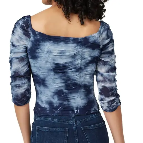 Miaou Tie Dye Blue & White Madeline Crop Top Boned Bodice Corset Bustier sz L Size L