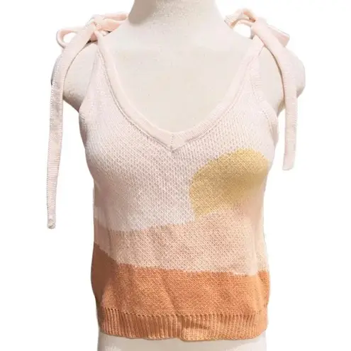MISS SPARKLING Pink/Yellow/Terracotta Boho Desert Sweater Tank Top Size M NWT Pink Size M