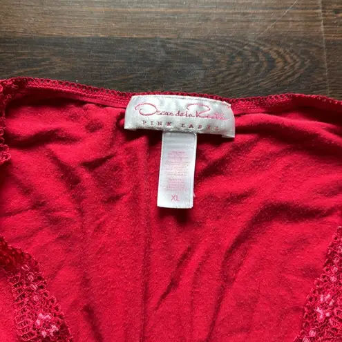 Oscar de la Renta Peplum Pajama Set Red XL