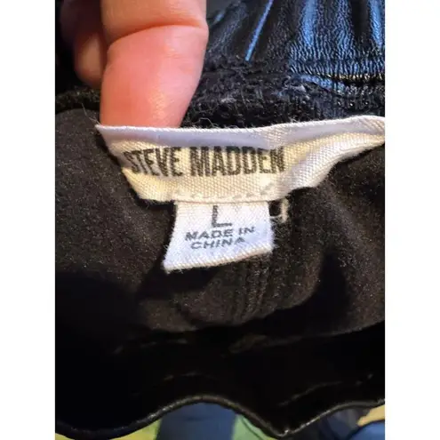 Steve Madden  RUN THE WORLD JOGGERS IN BLACK faux leather size large - Image 11