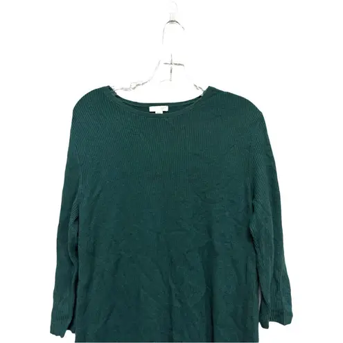 J Jill Green Ribbed Knit Sweater Tunic / Dress Size S Wool Blend Split Side Fall