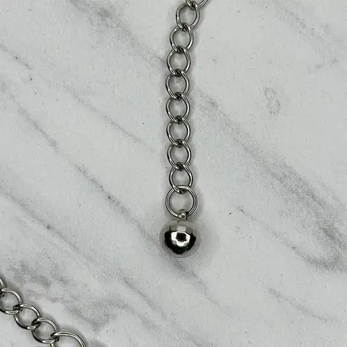 Open Back Geometric Silver Tone Metal Chain Link Belt One Size (OS)