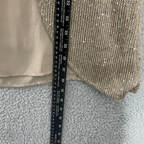 Simply Noelle Women S/M Tan Sequined Casual 3/4 Sleeve Top NWT