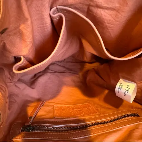 Orange Woven Leather Backpack