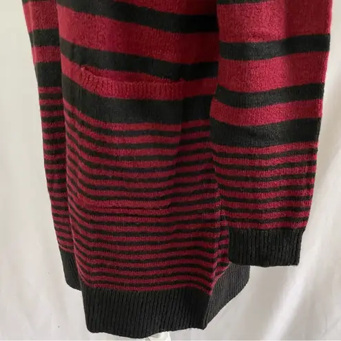 Fortune + Ivy New Striped Open Front Long Cardigan Red Black Size Small
