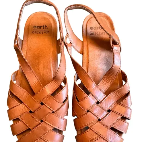 Earth Origins  Berri Tan Leather Fisherman Slingback Sandals Women’s Est US 9 EUC