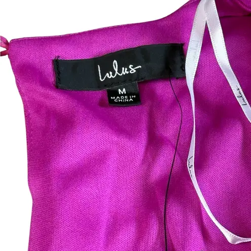 Lulus Lulu’s Medium Ruffle Dress with Puff Sleeves NWT Hot Pink - Image 4