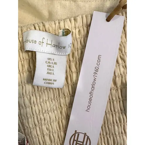 House of Harlow 1960 Linen Cropped Halter Beaded Tassel Ivory L Size L