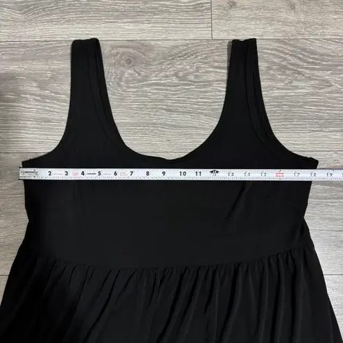 AB Studio Black Sleeveless Tiered Maxi Peasant Stretch Dress Women XL Tank Style
