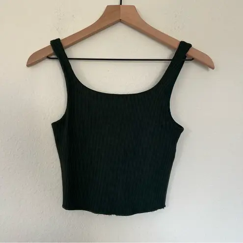 Carbon38 Dark Leaf Leopard Ribbed Tank in Green