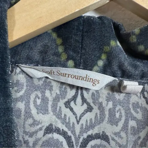 Soft Surroundings Women’s Aurora Velvet Burnout Kimono Cardigan Blue Multi 1X