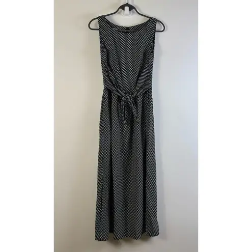 KC Spencer Polka Dot Vintage Maxi Dress Size 4 Small Tie Waist Black White