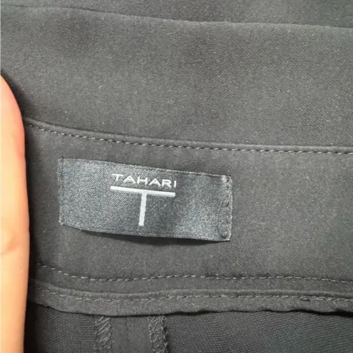 Tahari Black Wide Leg Trousers Dress Pants Women 4 Paperbag Waist Classic Preppy