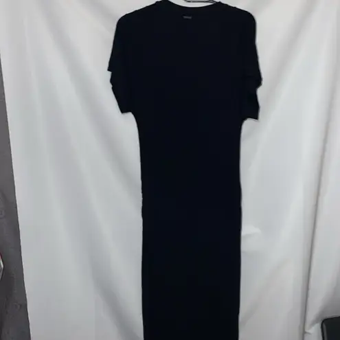 All Saints US size 6 Black sheath Dress pleated shoulder rushed sides soft clean