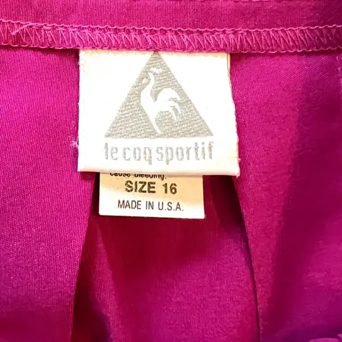 le coq sportif Skirt Womens Size 16 Pink Fuschia Pleats Preppy Side Zip Short