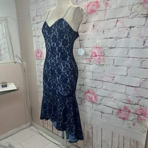 About Us Women's Angeline High Low Mermaid Ruffle Dress In Indigo Size XS NWT